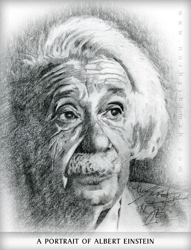 A Hand Drawn Portrait of Albert Einstein