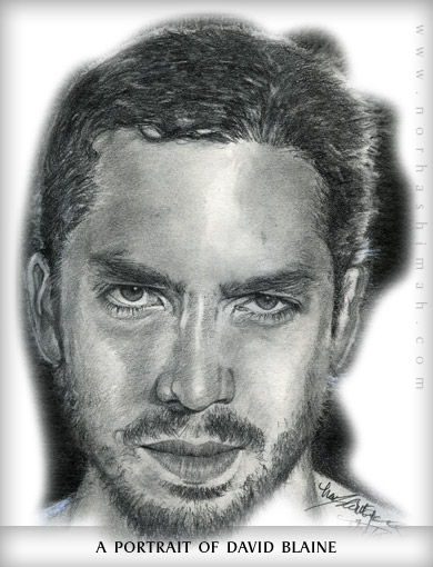 A Hand Drawn Portrait of David Blaine